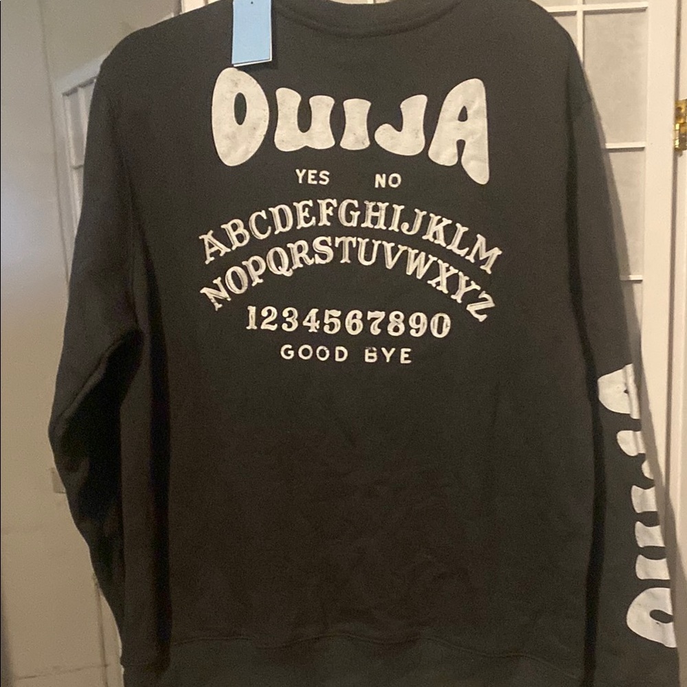 Black Crewneck Sweater with Ouija Board Graphic - Women
